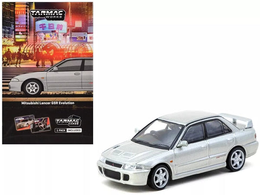 Tarmac Works Mitsubishi Lancer Evolution GSR Silver Special Edition Cards 1:64
