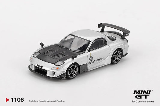 Mini GT 1:64 Mazda RX7 Re-Amemiya Silver Metallic RHD #1106