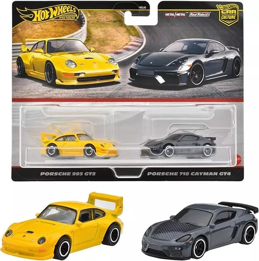 Hot Wheels 1:64 Premium Porsche 911 993 GT2 & 718 Cayman GT4 Twin Pack