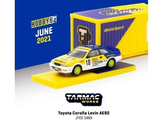 Tarmac Works 1:64 Toyota Corolla Levin AE92 Yellow/Blue