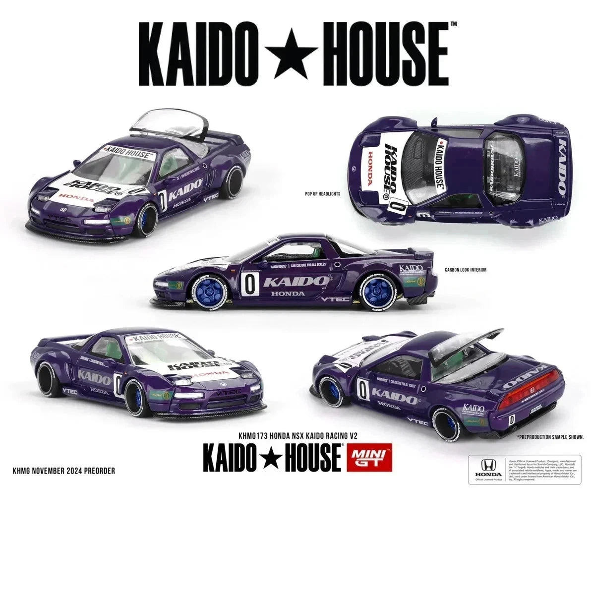 Kaido House x Mini GT Honda NSX Kaido Racing V2 Purple KHMG173 1:64